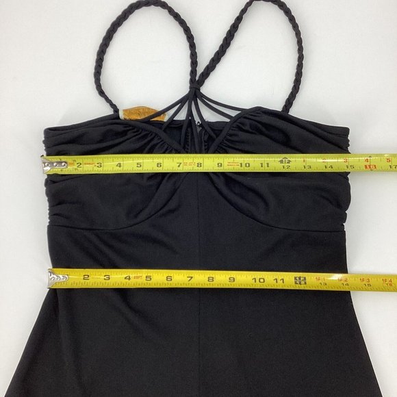 Vintage Ayres Unlimited Womens Size S/M Black Strappy 60's-70's Maxi Dress Disco - Picture 5 of 11